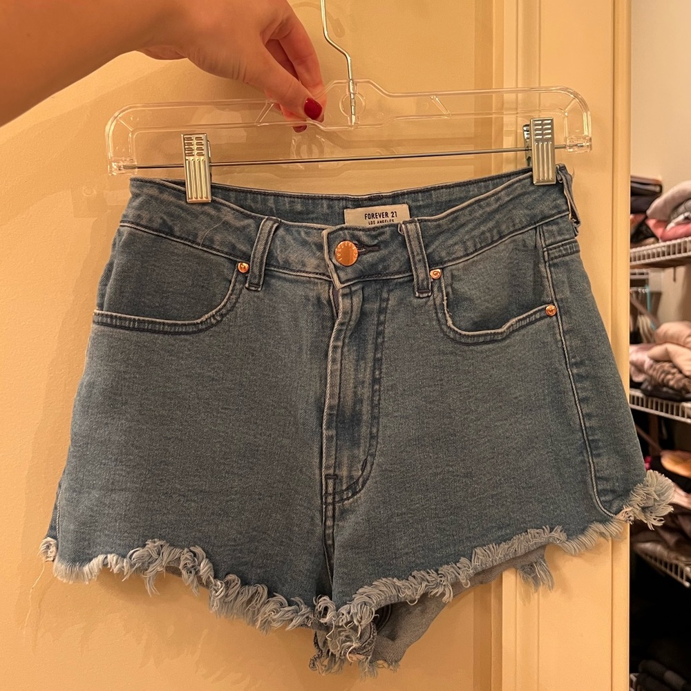 High waisted jean shorts